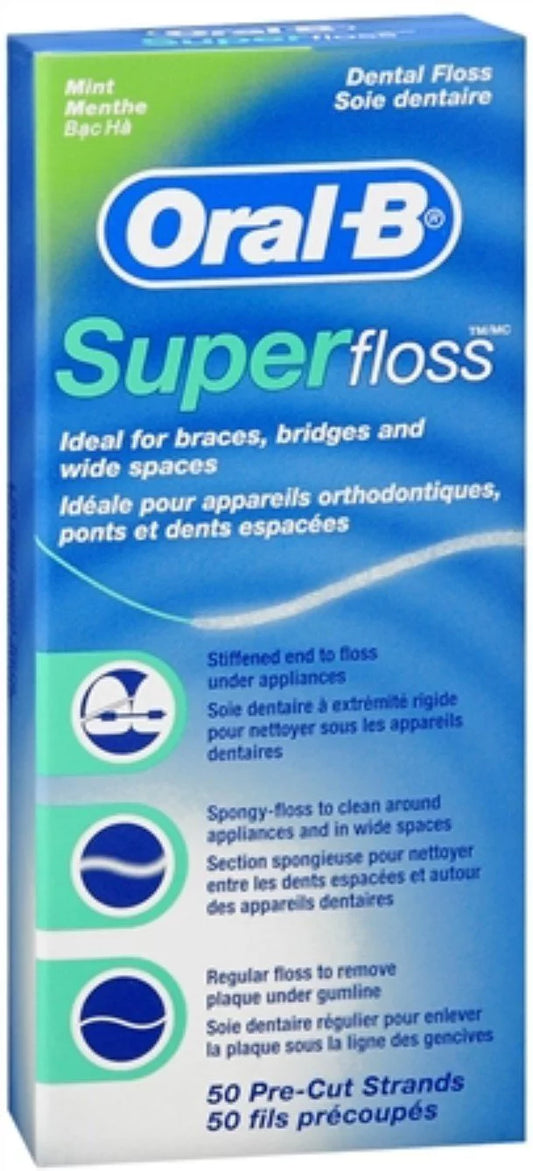 Oral-B Mint Super Floss - 50 Pre-Cut Strands