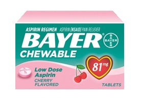 Bayer 81mg Low Dose Aspirin Regimen Chewable (36 cherry flavored tablets)