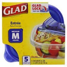 Glad Medium Entree Square Plastic Container 5ct