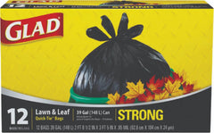 Glad Lawn & Leaf Quick-Tie Bags 39Gal (12ct)