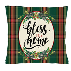 Evergreen Bless This Home Plaid Pillow