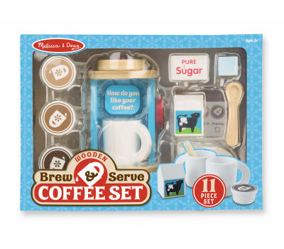 MELISSA & DOUG BREW & SERVE WOODEN COFFEE SET
