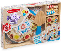 MELISSA & DOUG WOODEN BIRTHDAY CAKE PLAY SET