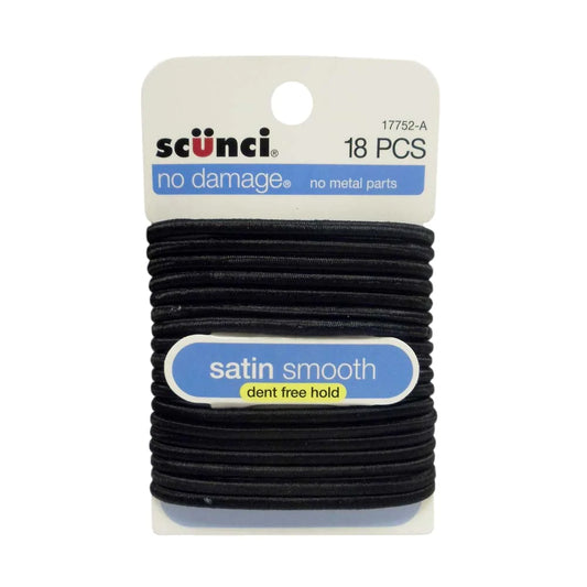 Scunci No Damage Elastic, Satin Smooth, Medium Hold 18pcs