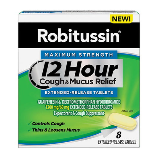 Robitussin Max Strength 12 Hour Cough & Mucus Relief (8 extended-release tablets)
