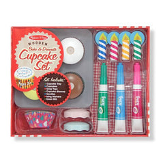 MELISSA & DOUG WOODEN BAKE & DECORATE CUPCAKE SET