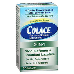 Colace Stool Softener + Stimulant Laxative (30 Tablets)