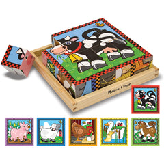Melissa & Doug Wooden Cube Puzzle Farm w/ 6 Scenes