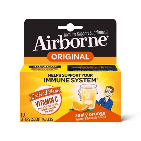 Airborne Immune Support Supplement Original Zesty Orange (10 effervescent tablets)