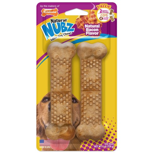 Nylabone Natural Nubz Bacon Flavor Dog Treats 2ct