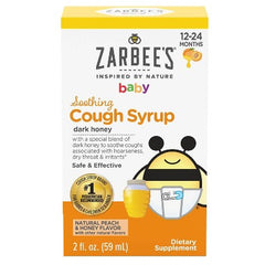 Zarbee's Baby Soothing Cough Syrup with Dark Honey - Natural Peach & Honey Flavor - 2 fl oz