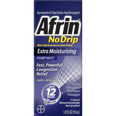 Afrin No Drip Extra Moisturizing Nasal Pump Mist Spray 1/2fl oz