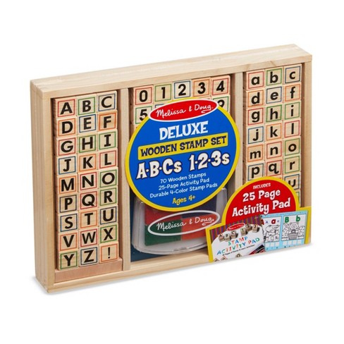 Melissa & Doug Wooden Stamp Set A-B-Cs 1-2-3s