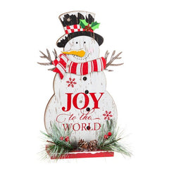Evergreen Wooden Snowman Tabletop Decor