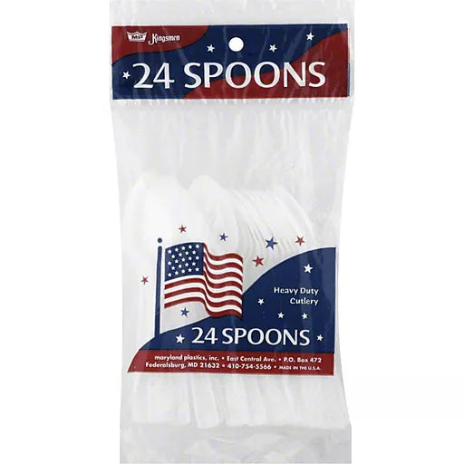 Plastic White Spoons 24ct