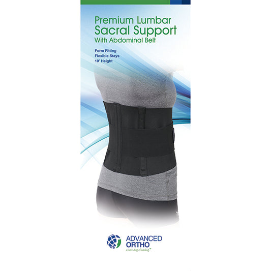PREMIUM LUMBAR SACRAL SUPPORT WITH ABDOMINAL BELT 2XL (WHITE)