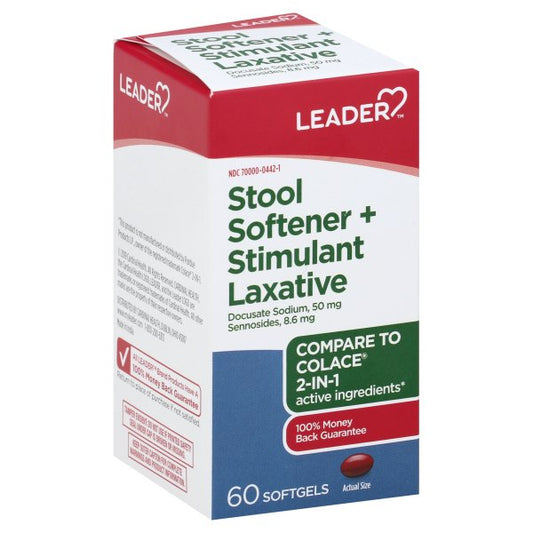Leader Stool Softener + Laxative 60 Softgels