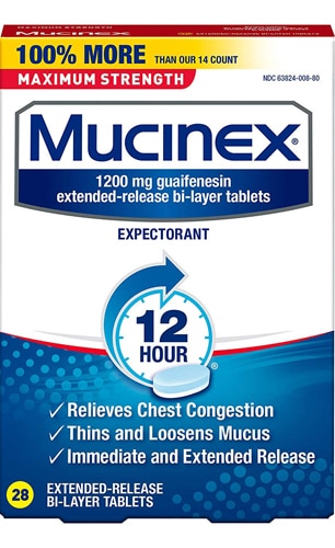 Mucinex Maximum Strength Expectorant 12 Hour (28 extended-release bi-layer tablets)