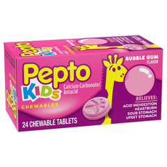 Pepto Kids Chewable Bubble Gum Flavor 24 Tablets