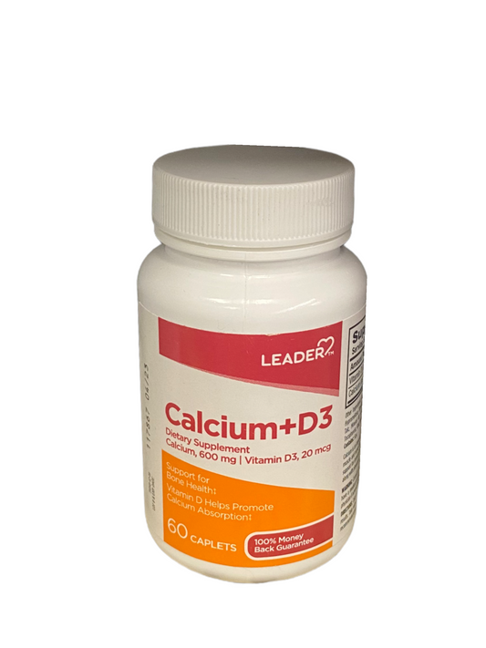 Leader Calcium 600mg+D3 20mcg (60 caplets)