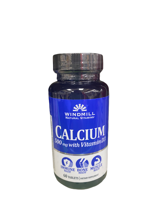 Windmill Natural Vitamins Calcium 500mg with Vitamin D3 (60 tablets)