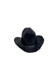 Halloween Black Mini Sequin Cowboy Hat w/ Clips Inside