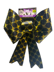 Halloween 14" Black w/ Gold Skulls Bow