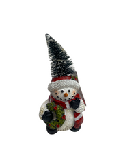 Evergreen LED Color Changing Resin Snowman w/ Bottle Brush Tree Table Decor