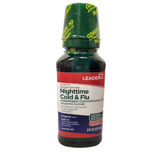 Leader Nighttime Cold & Flu Original Flavor Liquid 8fl oz