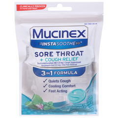 Mucinex InstaSoothe Sore Throat + Cough Relief Alpine Herbs & Fresh Mint Flavor Medicated Drops - 20 ct