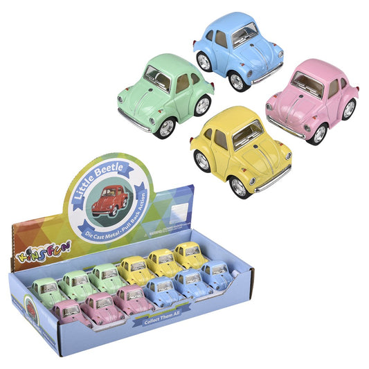 2" Diecast Pullback VW Mini Beetle Pastel Colors 1ct