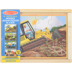 MELISSA & DOUG WOODEN JIGSAW PUZZLES IN A BOX CONSTRUCTION
