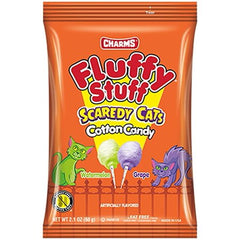 Charms Fluffy Stuff Scaredy Cats Cotton Candy Watermelon/Grape 2.1oz