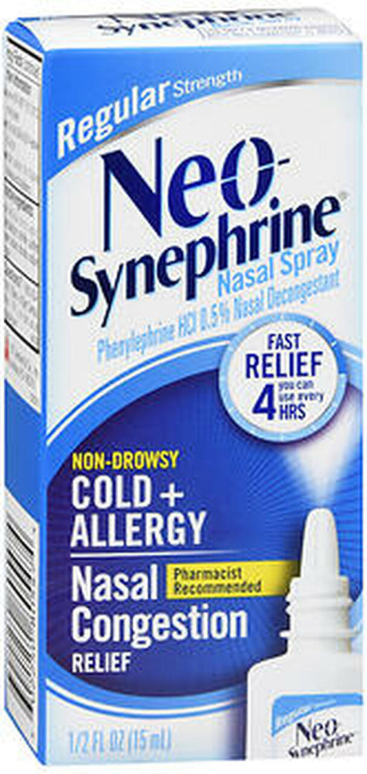 Neo-Synephrine Regular Strength Nasal Spray Non- Drowsy Cold & Allergy/ Nasal Congestion Relief 1/2fl oz