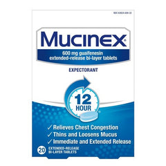 Mucinex Expectorant 12 Hour (20 extended- release bi-layer tablets)