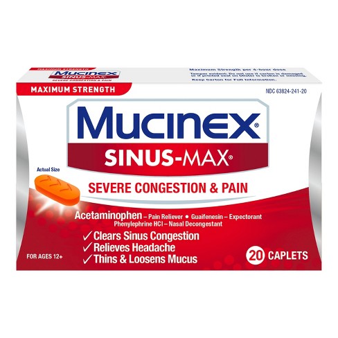 Mucinex Sinus-Max Severe Congestion & Pain 20caplets
