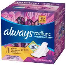Always Radiant Flex Foam Regular Absorbency Size 1 (15 Count)