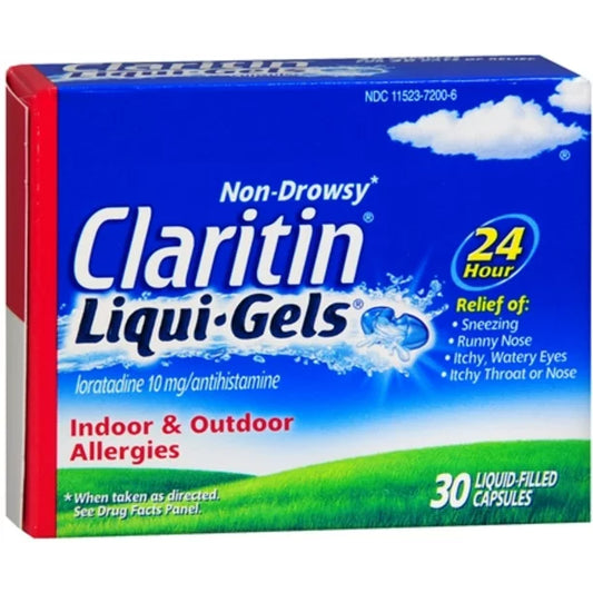 Claritin Non-Drowsy Loratadine 10mg 24Hour (30 liquid-filled capsules)