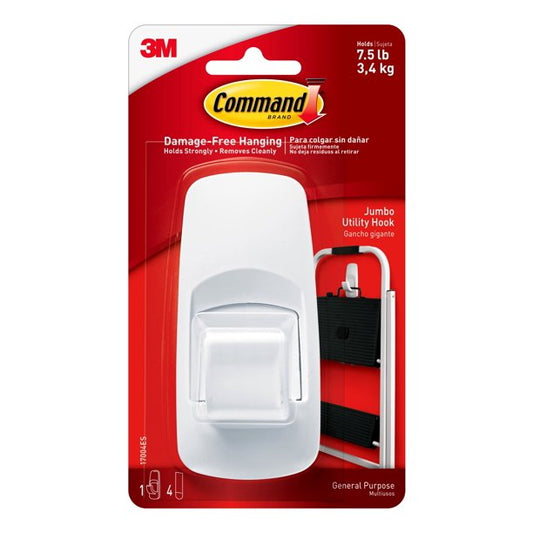 Command Jumbo White Utility Hook 1ct