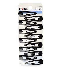 Scunci Snap Clips Black 12pcs