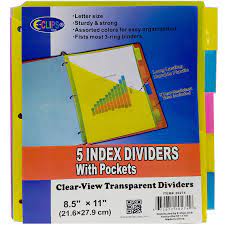 E-Clips 5 Clear-View Transparent Index Dividers