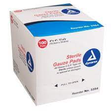 Dynarex 4" x 4" 12 Ply Sterile Gauze Pads- 100 Count