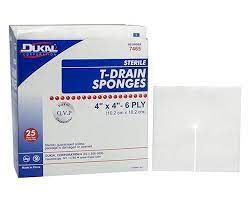 Dukal 4" X 4" Sterile T-Drain Sponges