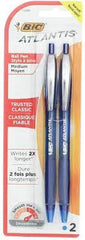 Bic Atlantis Medium Blue Ball Pen 2ct