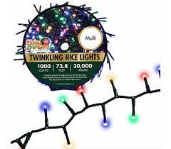 Holiday Bright Lights Multicolored Twinkling Rice Lights 73.8ft