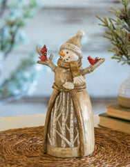 Evergreen LED Resin Snowman with Cardinals Table Decor