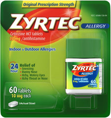 Zyrtec Allergy 24H Cetirizine HCI 10mg (60 tablets)
