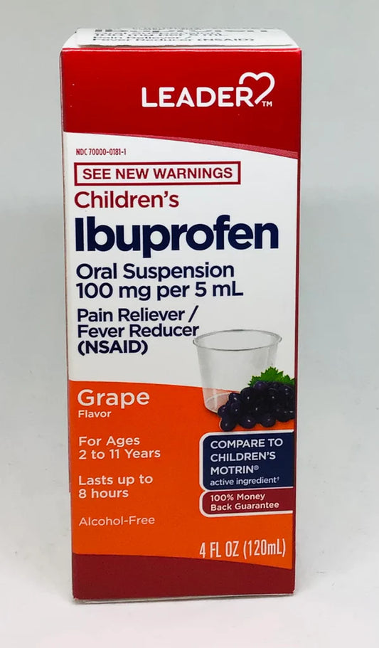 Leader Children's Ibuprofen Grape Flavor 4fl oz