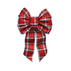 Holiday Trims Red/Silver Plaid Christmas Bow 1ct