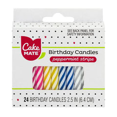 Cake Mate Birthday Candles Peppermint Stripe 24ct